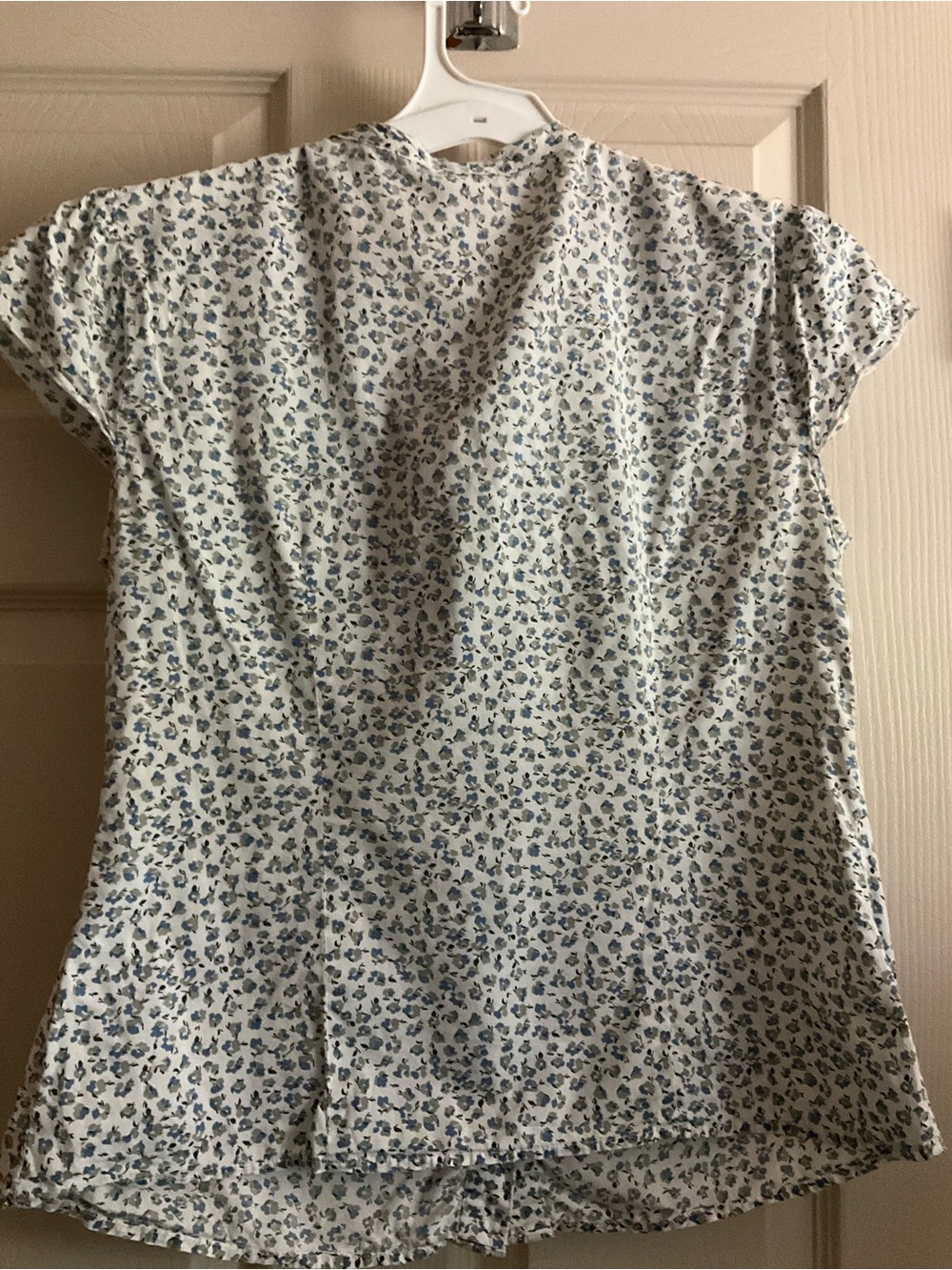 Blue Floral Ambiance Size Medium Ruffle Cap Flutter Sleeve Cottagecore Romantic - Picture 2 of 5